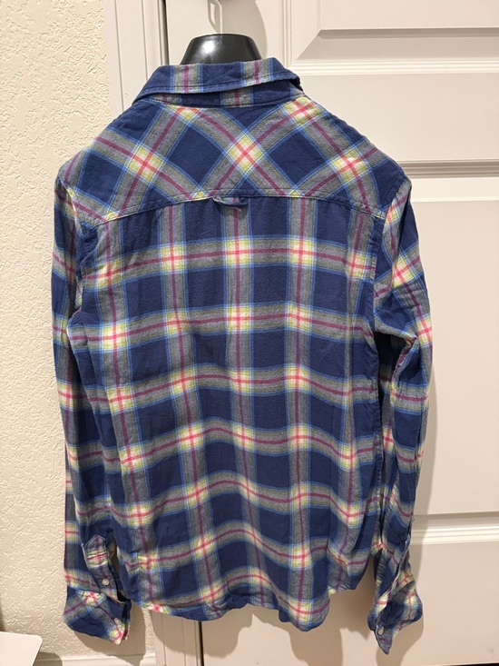 Abercrombie & Fitch Navy and Pink Plaid Flannel Shirt - Picture 3 of 3